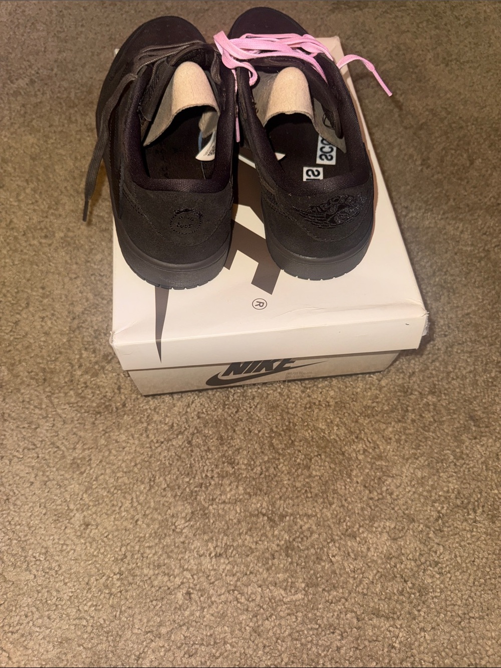 Travis Scott Brown Suede Sneakers with Pink Accent Laces - Picture 4 of 10